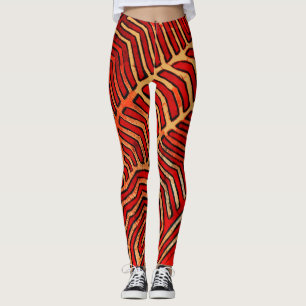 Unieke Kleurrijke Rode Zwarte Oranje Leggings