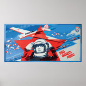 Unieke, kleurrijke Sovjet Cosmonaut-Poster uit de Poster (Voorkant)