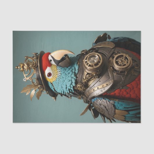 Unieke kleurrijke Steampunk Parrot Tissuepapier (Voorkant)