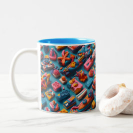 Unieke & Kleurrijke Vorm Erasers Patroon Ontwerp Tweekleurige Koffiemok