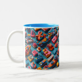 Unieke & Kleurrijke Vorm Erasers Patroon Ontwerp Tweekleurige Koffiemok