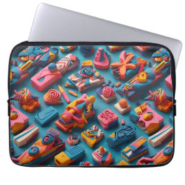 Unieke & Kleurrijke Vorm Erasers Patroonontwerp Laptop Sleeve