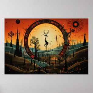 Unieke Kokopelli Abstract Poster