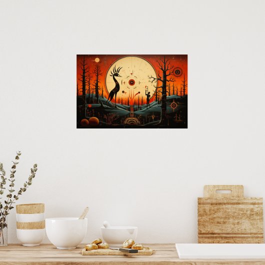 Unieke Kokopelli Abstract Poster (Keuken)