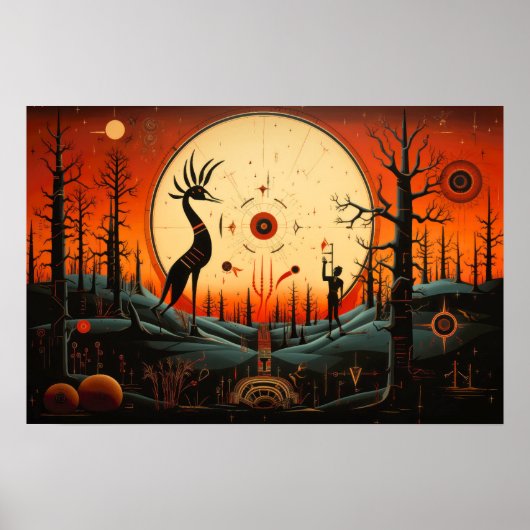 Unieke Kokopelli Abstract Poster (Voorkant)