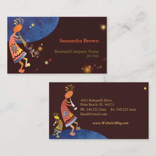 Unieke Kokopelli Art Designer Visitekaartje (Voorkant / Achterkant)