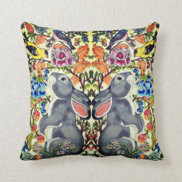 Unieke Konijnenvogel Floral Jacobean Exotisch Kussen