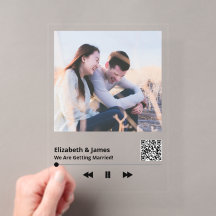 Unieke koppel foto muziek plaquette QR-code bruilo