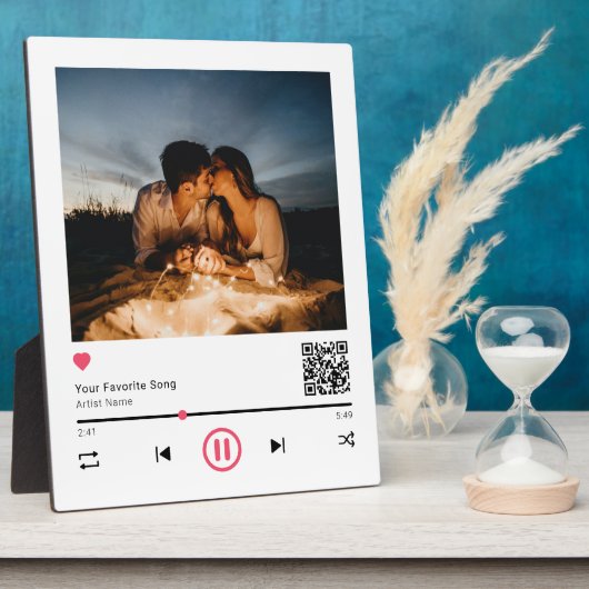 Unieke Koppel Gepersonaliseerde QR-code Elke Lied  Fotoplaat (Zijkant)