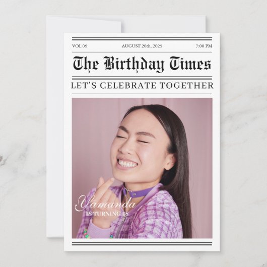 Unieke krant 18e verjaardag foto kaart (Voorkant)