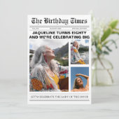 Unieke krant 80ste verjaardag foto Uitnodiging (Staand voorkant)