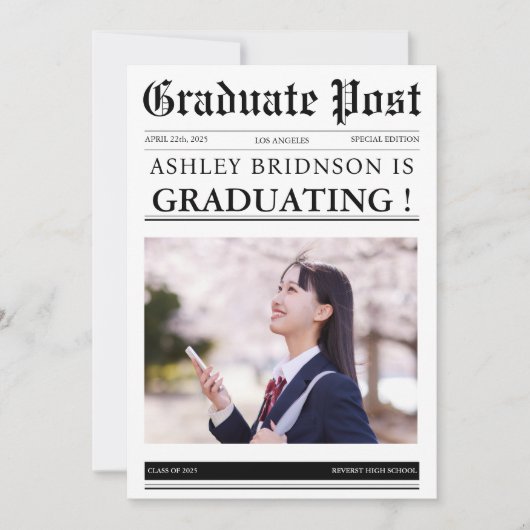 Unieke krant afstuderen kaart (Voorkant)