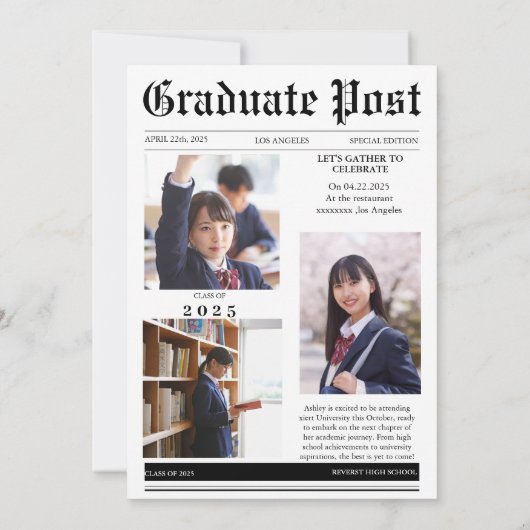 Unieke krant afstuderen kaart (Achterkant)