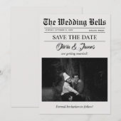 Unieke krant bruiloft foto Save the Date Kaart (Voorkant / Achterkant)