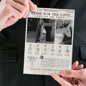 Unieke krant bruiloft uitnodiging foto tijdlijn