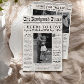 Unieke krant bruiloft uitnodiging foto tijdlijn