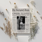 Unieke krant bruiloft uitnodiging foto tijdlijn