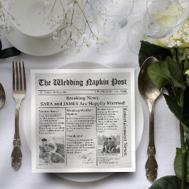 Unieke Krant Feiten Foto's Bruiloft Servetten