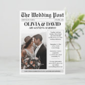 Unieke krant foto bruiloft kaart (Staand voorkant)