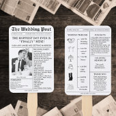 Unieke krant foto bruiloft programma tijdlijn handwaaier