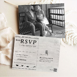 Unieke krant foto bruiloft uitnodiging RSVP