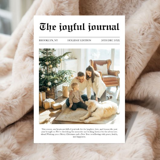 Unieke krant Kerstmis Wat een jaar Foto Feestdagenkaart