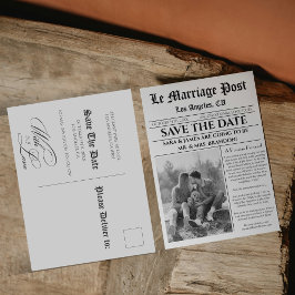 Unieke Krant Klassieke Save The Date  Aankondigingskaart