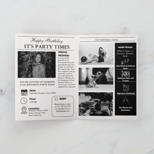 Unieke krant Verjaardag Programma Infographic (Binnen)