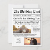 Unieke krant voor bruiloft bedankkaart (Voorkant)