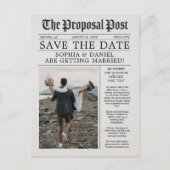 Unieke krantenbrief - Klassiek sparen de datum Aankondigingskaart (Voorkant)