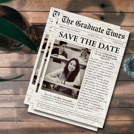 Unieke krantenfoto afstuderen save the date