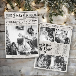 Unieke krantenfoto baby 1e kerstmis vintage feestdagenkaart