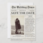 Unieke krantenfoto bruiloft Bewaar de datum Kaart (Voorkant)