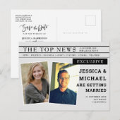 Unieke krantenkopfoto opslaan Datum Uitnodiging Briefkaart (Voorkant / Achterkant)