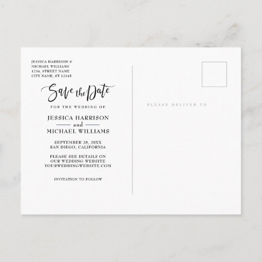 Unieke krantenkopfoto opslaan Datum Uitnodiging Briefkaart (Achterkant)