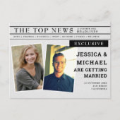 Unieke krantenkopfoto opslaan Datum Uitnodiging Briefkaart (Voorkant)