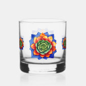 Unieke kunst Levendige Kleurrijke Succulenten Wate Whisky Glas (Voorkant)