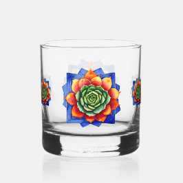 Unieke kunst Levendige Kleurrijke Succulenten Wate Whisky Glas