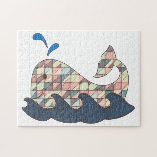 Unieke kunst Puzzle-Geometric Whale Legpuzzel (Horizontaal)
