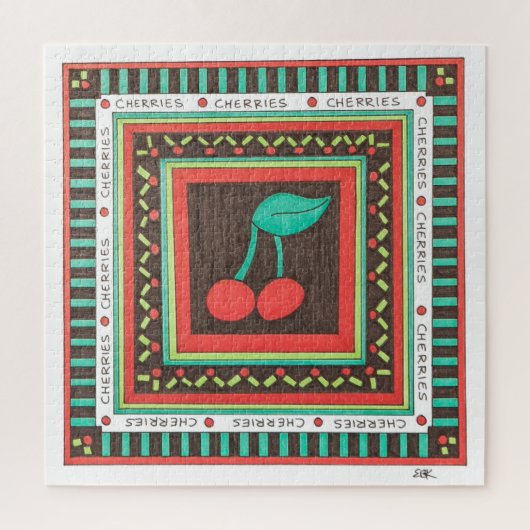 Unieke kunstpuzzel - Kersen Legpuzzel (Verticaal)