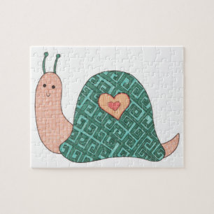 Unieke kunstpuzzel - Roze slak - Erin Brie Art Legpuzzel