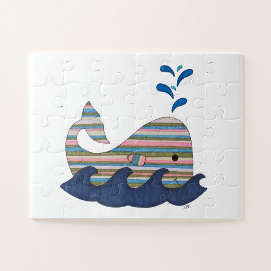 Unieke kunstpuzzel - Striped walvis - Erin Brie Ar Legpuzzel (Horizontaal)