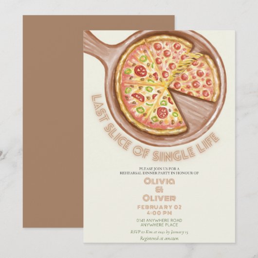 Unieke laatste stukje single life repetitie diner kaart (Voorkant / Achterkant)