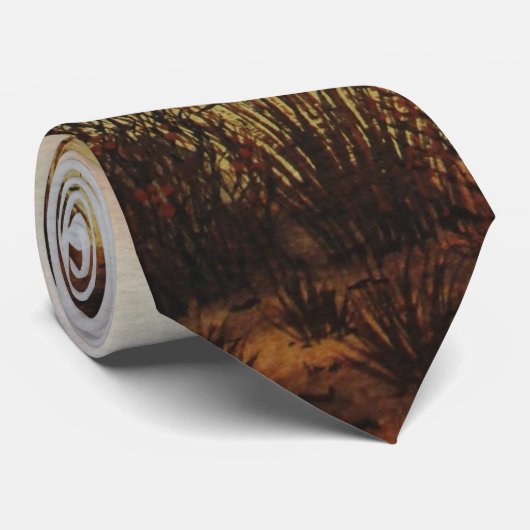 unieke landschapszonsondergang in herfstkleuren stropdas (Opgerold)