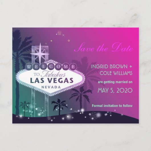 Unieke Las Vegas Strip Bruiloft Save the Date Aankondigingskaart (Voorkant)