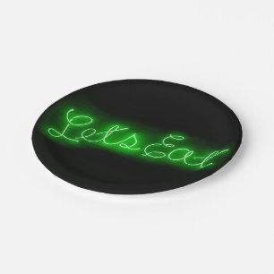 Unieke Laten we  Neon inloggen in Groen Papieren Bordje