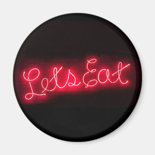 Unieke Laten we Neon-teken in rood eten Magneet