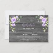 Unieke Lavendel Bloemen Schuur Houten Bruiloft RSVP Kaartje (Voorkant)