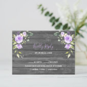 Unieke Lavendel Bloemen Schuur Houten Bruiloft RSVP Kaartje (Staand voorkant)