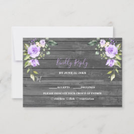 Unieke Lavendel Bloemen Schuur Houten Bruiloft RSVP Kaartje
